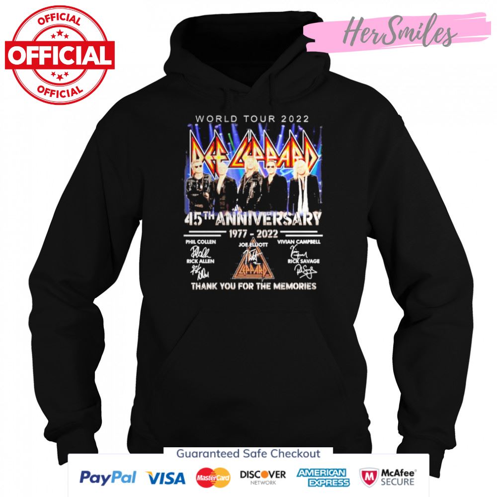 World Tour 2022 Def Leppard 45th anniversary 1977 2022 Campbell and Allen signatures thank shirt World Tour 2022 Def Leppard 45th anniversary 1977 2022 Campbell and Allen signatures thank shirt