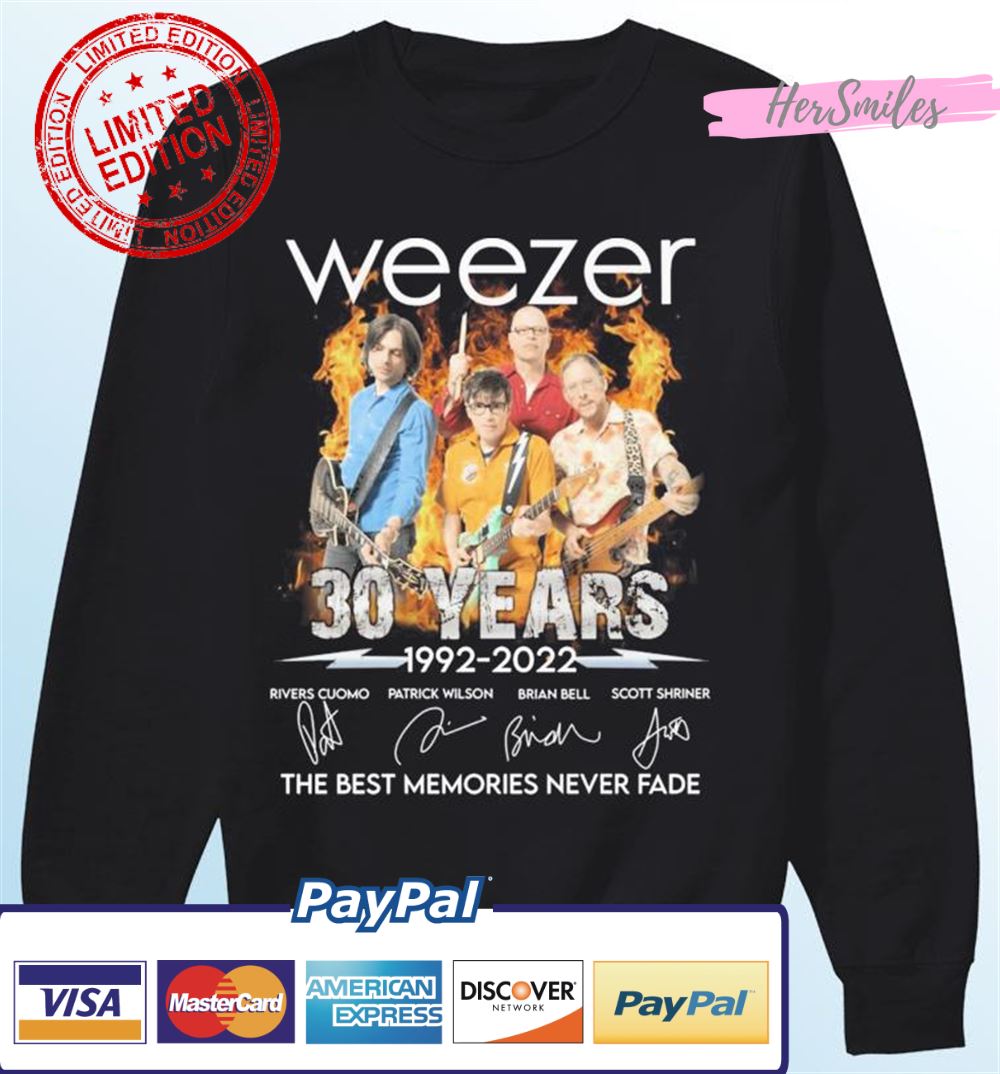 Weezer 30 Years 1992-2022 The Best Memory Never Fade Signatures T-Shirt Weezer 30 Years 1992-2022 The Best Memory Never Fade Signatures T-Shirt