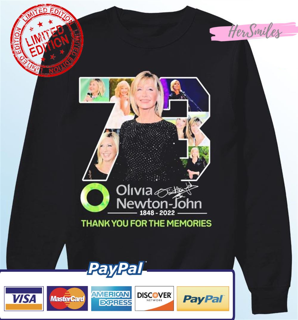 Olivia Newton John 1948-2022 Thank You For The Memories Signature T-Shirt Olivia Newton John 1948-2022 Thank You For The Memories Signature T-Shirt