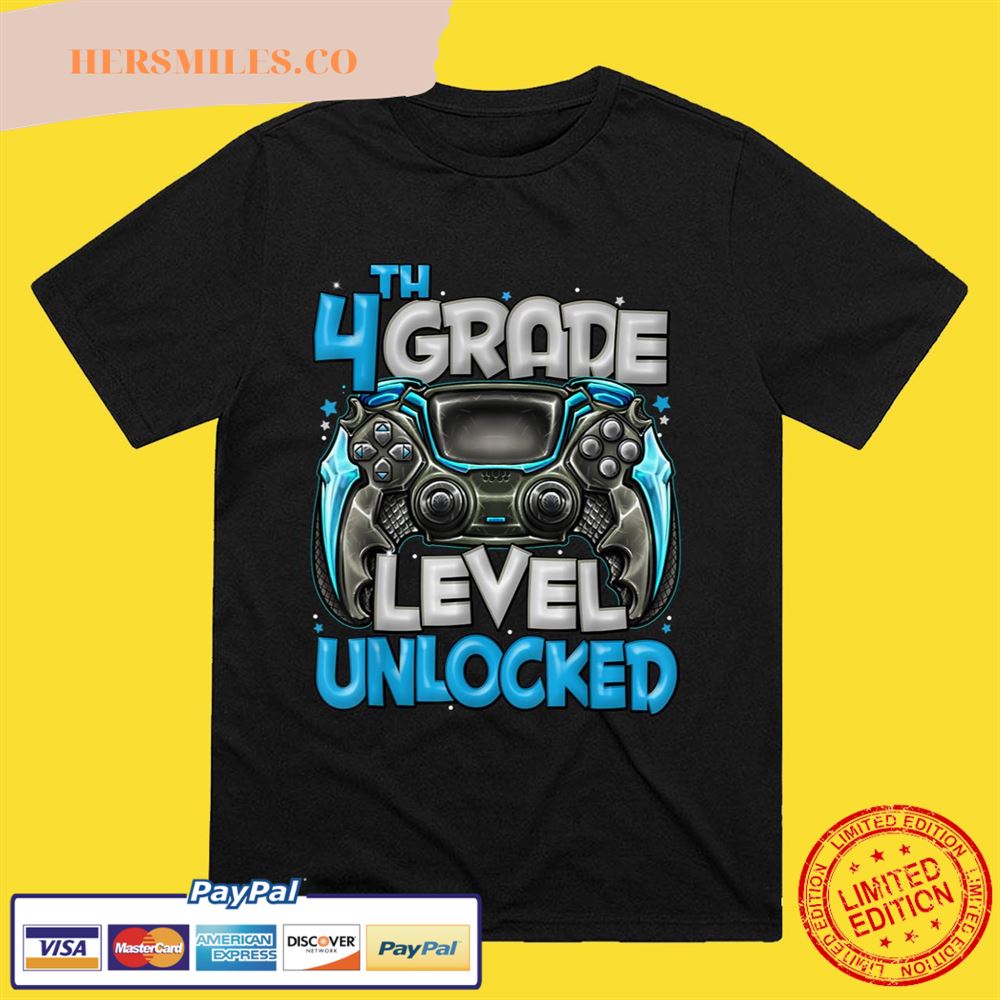 4th Grade Level Unlocked Game On 4th Grade Back To School T-Shirt