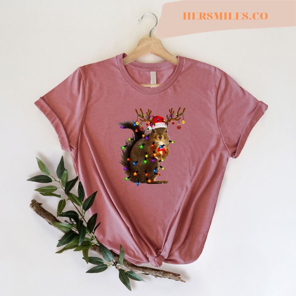 Christmas Squirrel Lights Shirt, Christmas Shirt