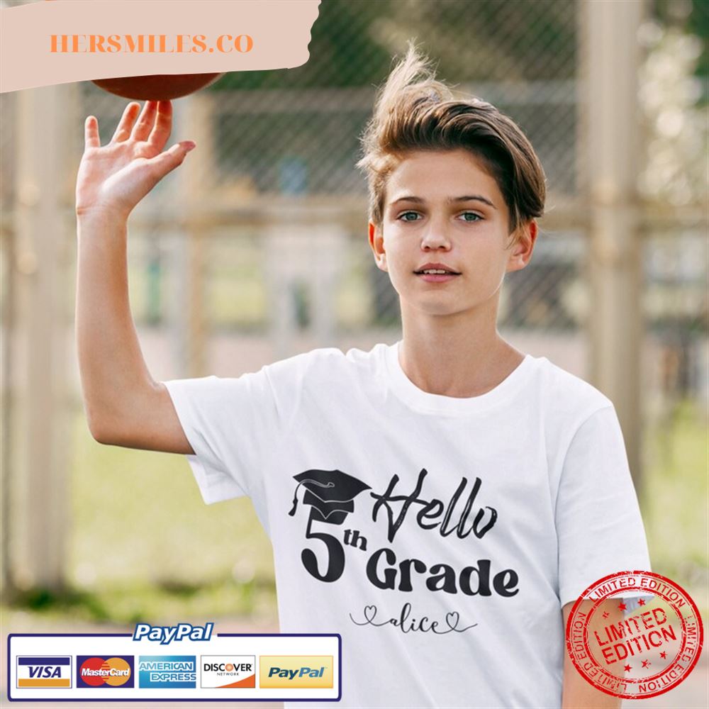 Custom 5th Grade Level Tshirt, Teaching Gifts, Hello Fifth, First Day Of School, Teacher Appreciation, Teacher Life, Custom School Shirt
