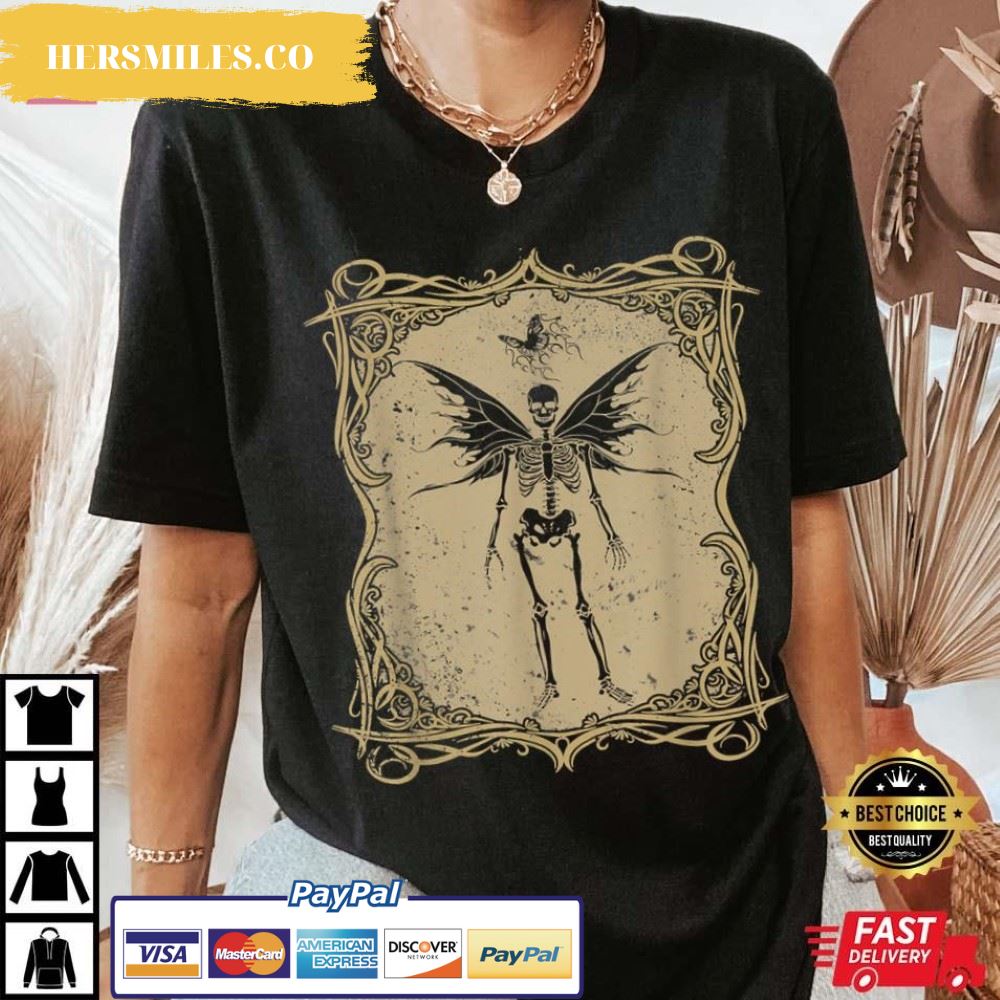 Fairy Grunge Aesthetic Butterfly Skeleton Gothic T-Shirt