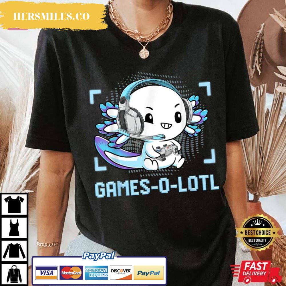Gamesolotl Axolotl Goth Anime Boys T-Shirt