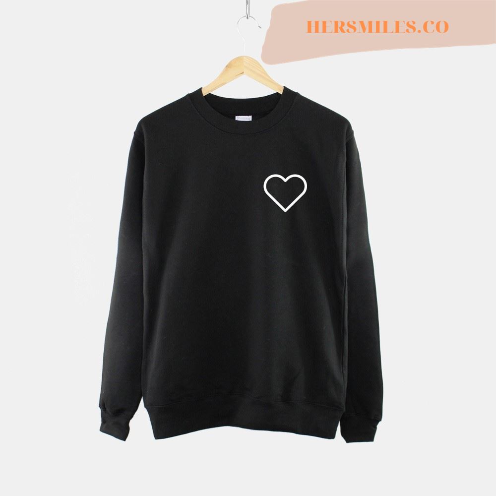 Heart Shape Pocket Print Sweatshirt