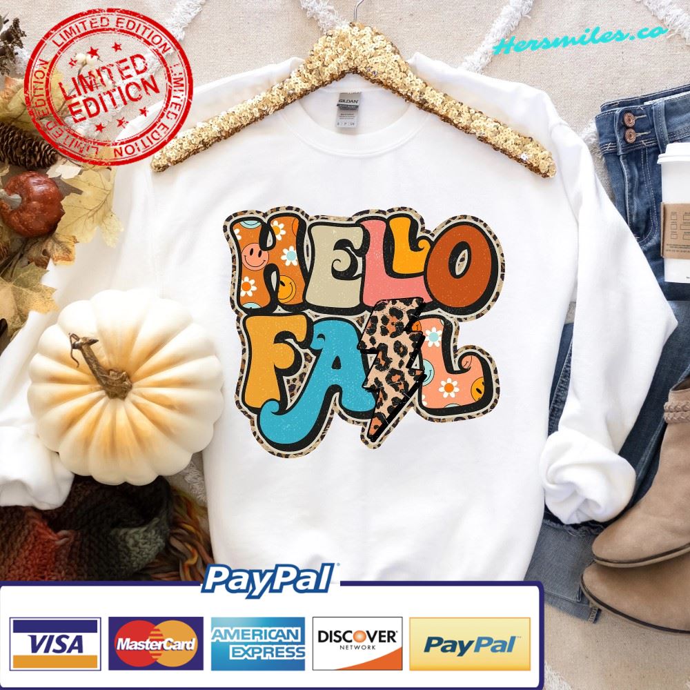 Hello Fall Leopard Shirt, Cute Fall Shirt, Fall Shirt