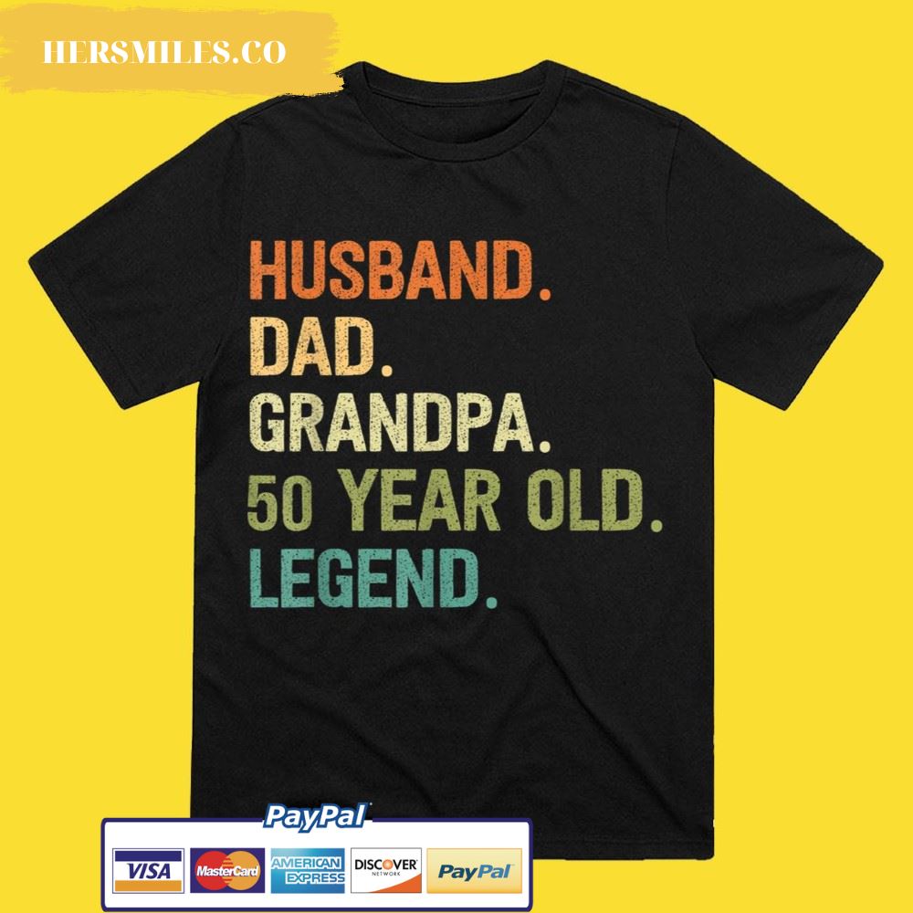Husband Dad Grandpa 50 Year Old 50th Birthday Fathers Day T-shirt