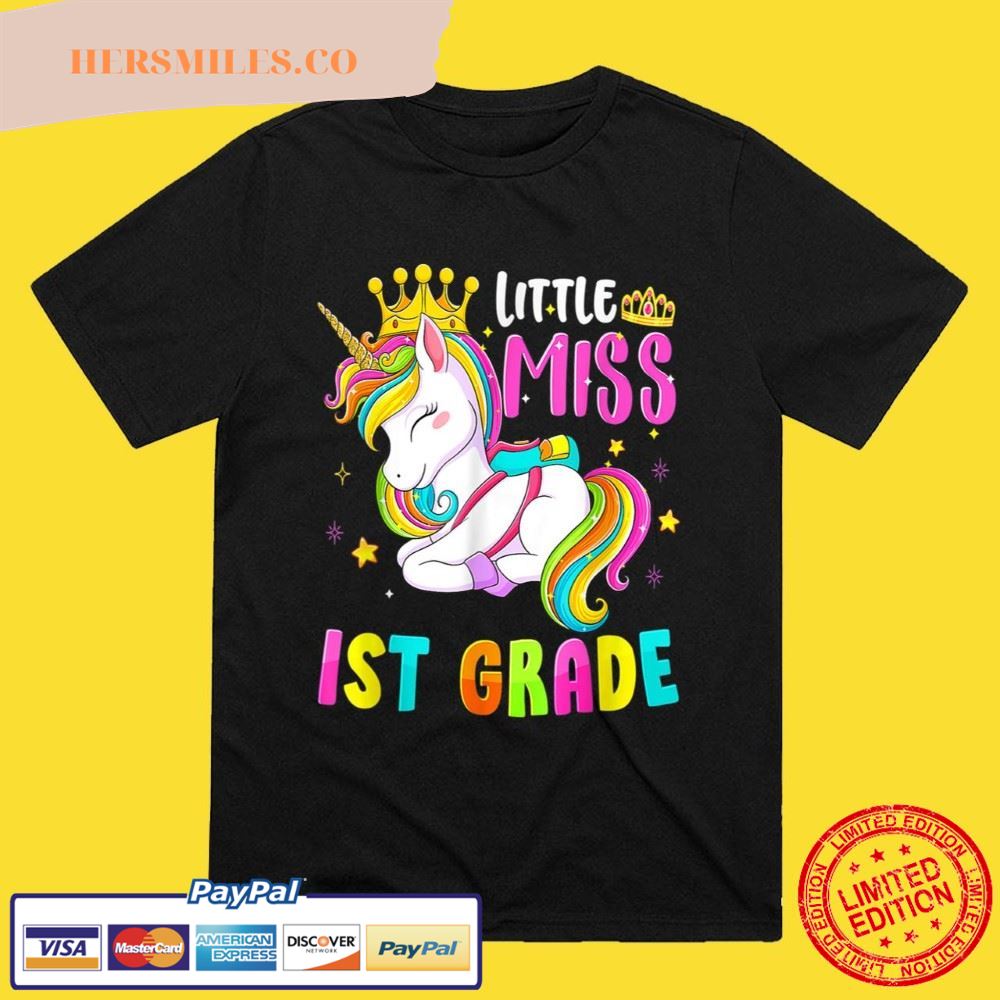 Little Miss 1st Grade Back To School Hello First Grade Girls T-Shirt