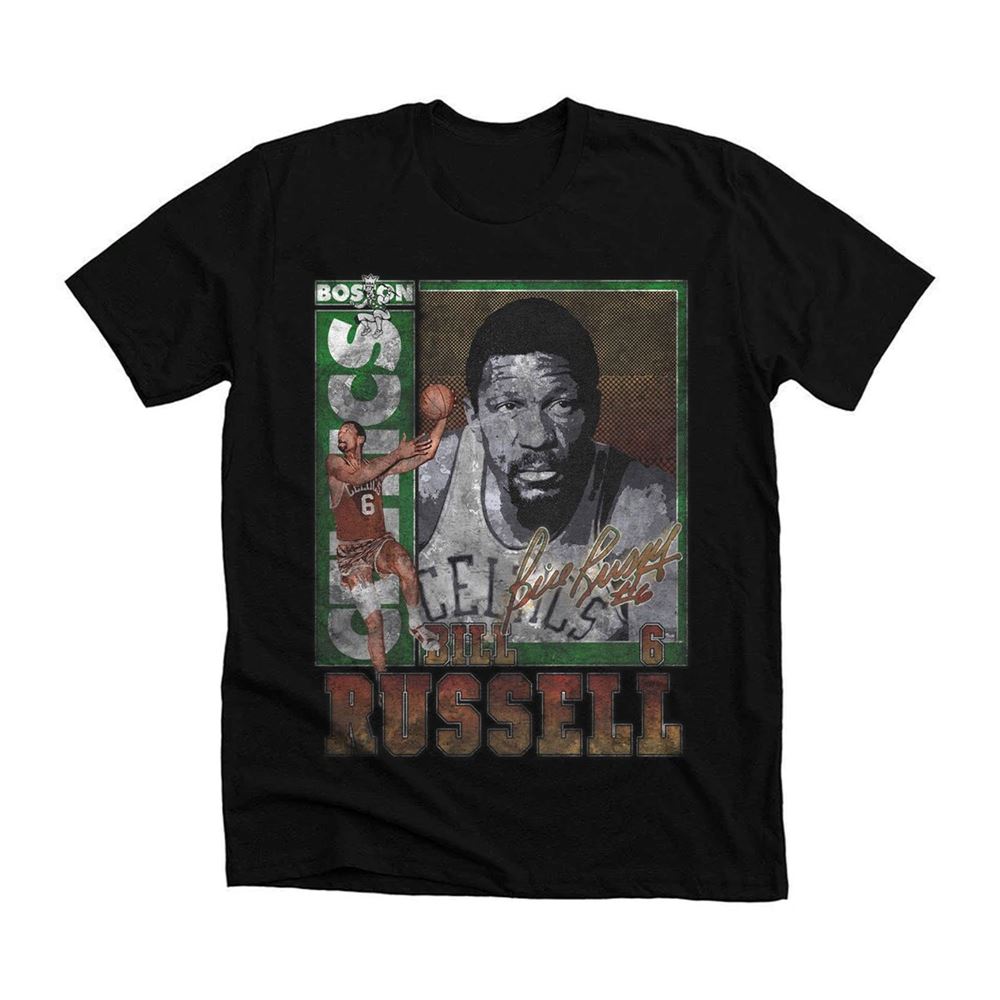 NBA Legend Basketball Bill Russell Vintage 90s Signature T-Shirt