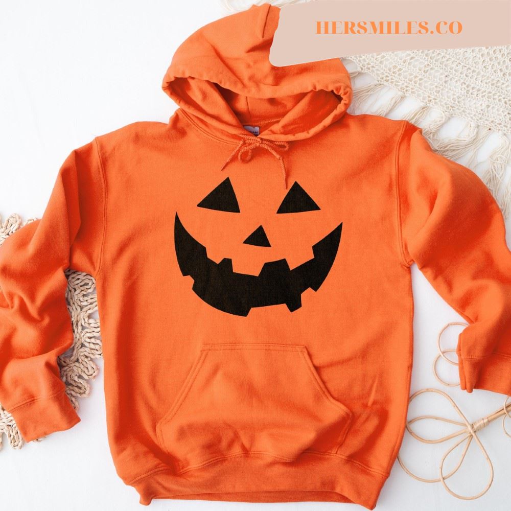Orange Pumpkin Face Halloween Hoodie