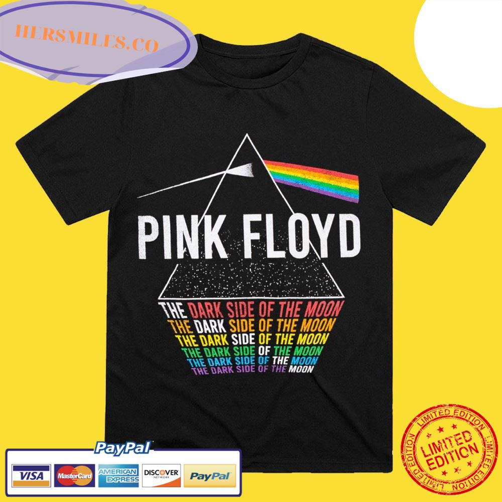 Pink Floyd Dark Side Rainbow Text T-Shirt