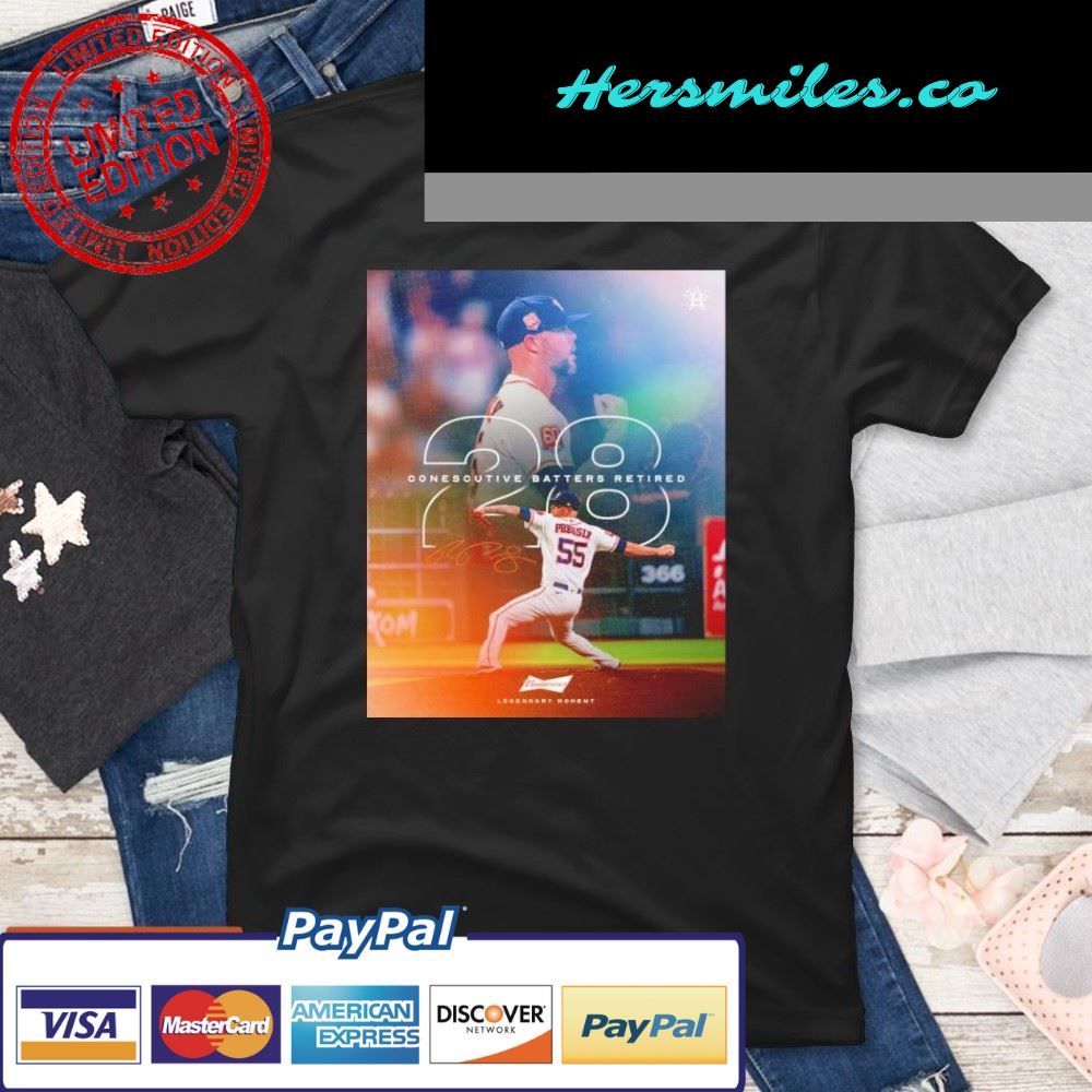 Ryan Pressly 28 Houston Astros Consecutive Batters Retired Signature T-Shirt