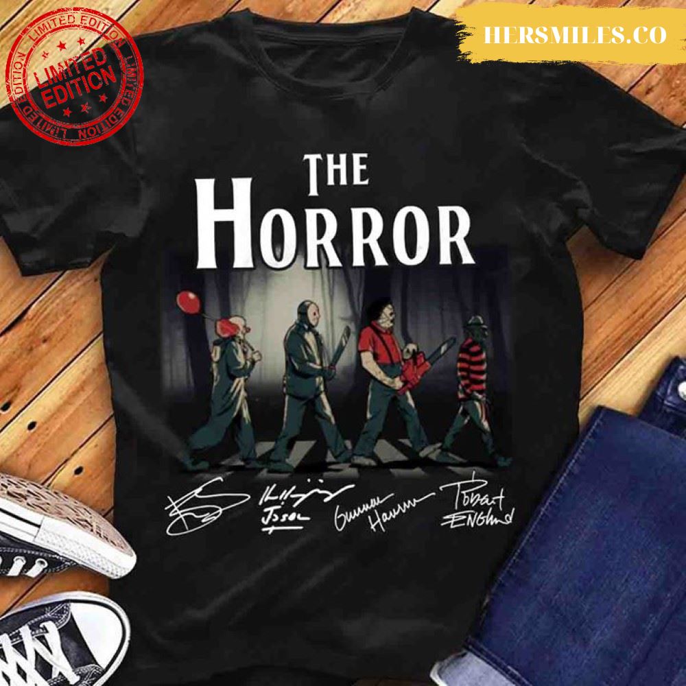 The Horror Pennywise Jason Voorhees Leatherface Freddy Krueger Signatures T-Shirt