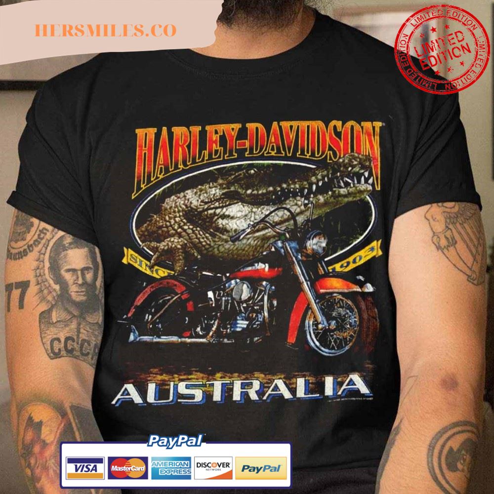 Vintage 1991 Harley Davidson Australia Crocodile Faded Best T-Shirt