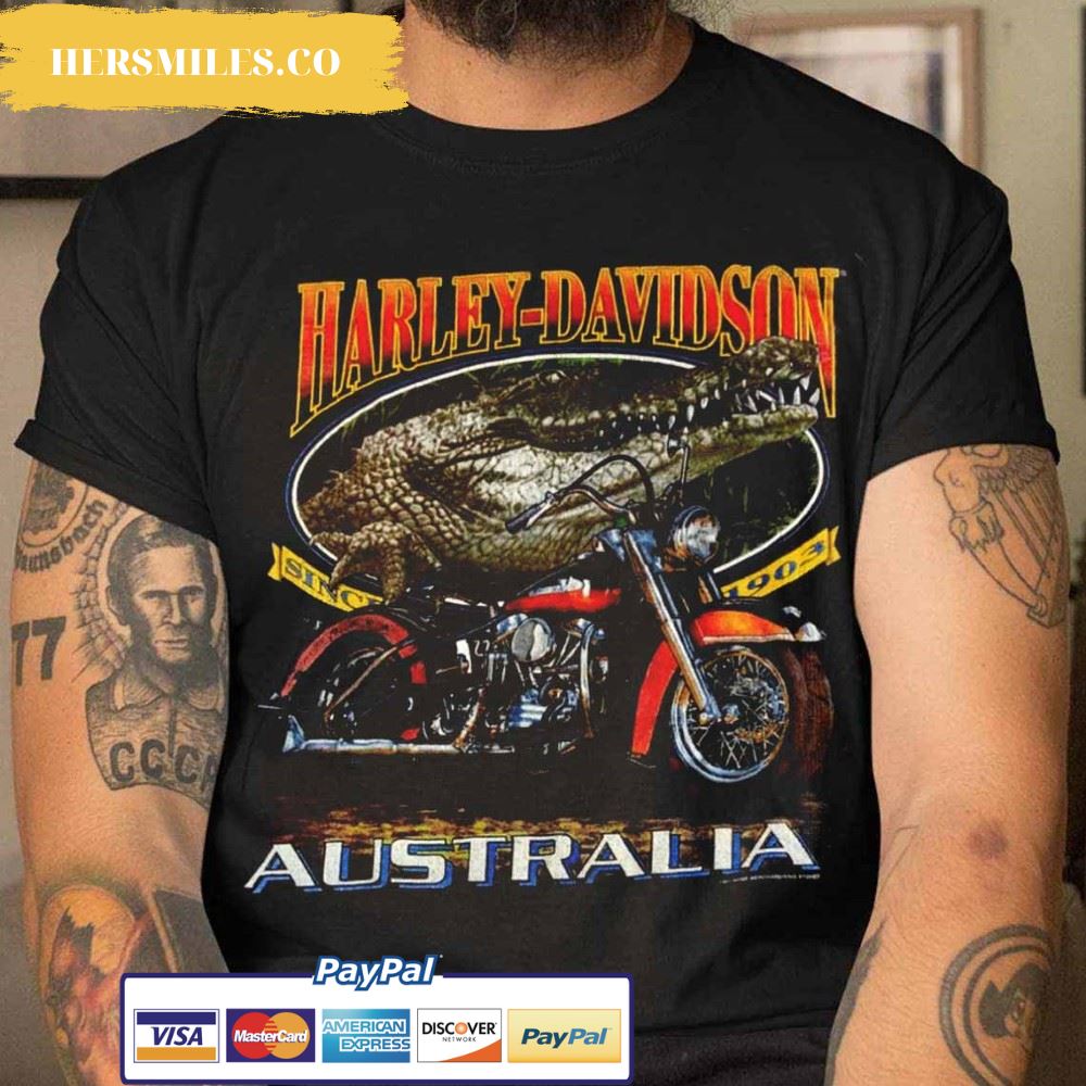 Vintage 1991 Harley Davidson Australia Crocodile Faded Best T-Shirt