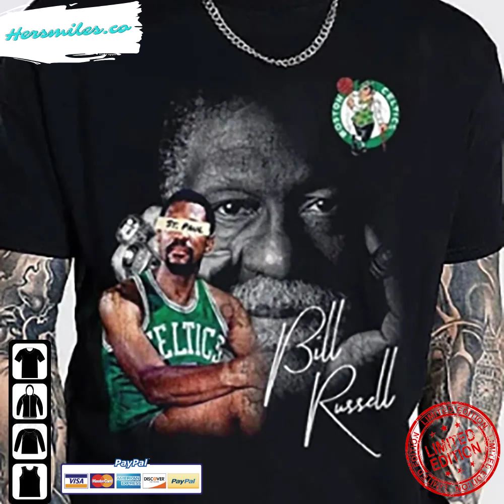 Vintage Basketball Bill Russell Shirt Rip Legend Bill Russell 1934 – 2022