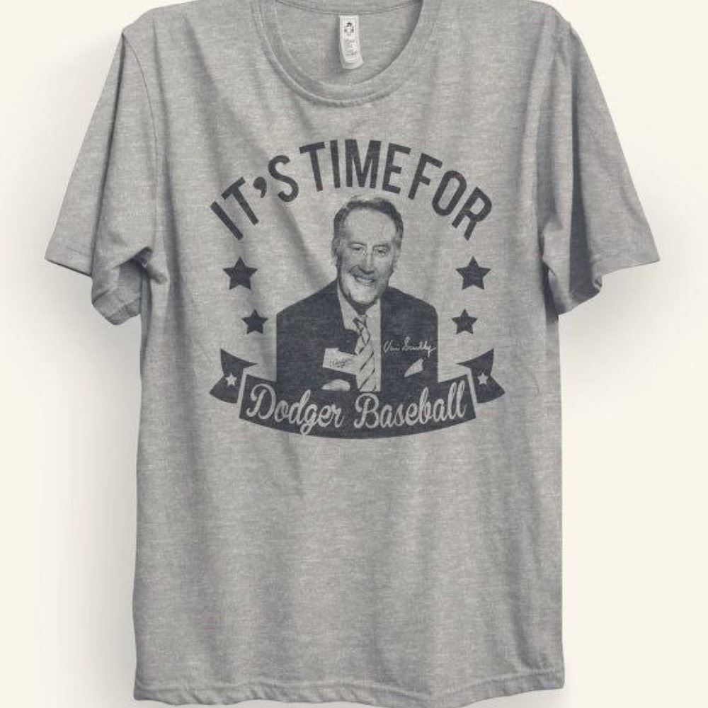 Vintage It's Time For Dodgers Baseball Vin Scully RIP T-Shirt