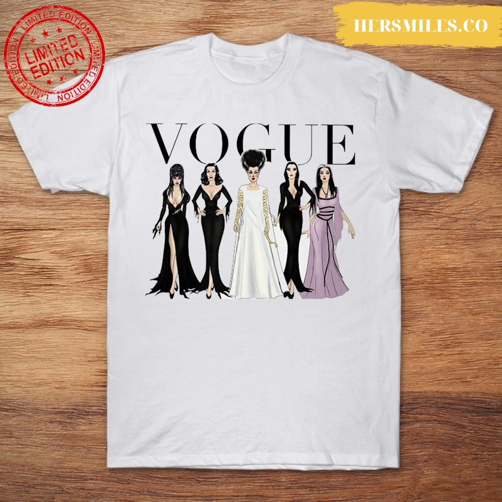 Vogue Horror Morticia Addams, Vampira, Lily Munster, Morticia Addams and Elvira T-Shirt
