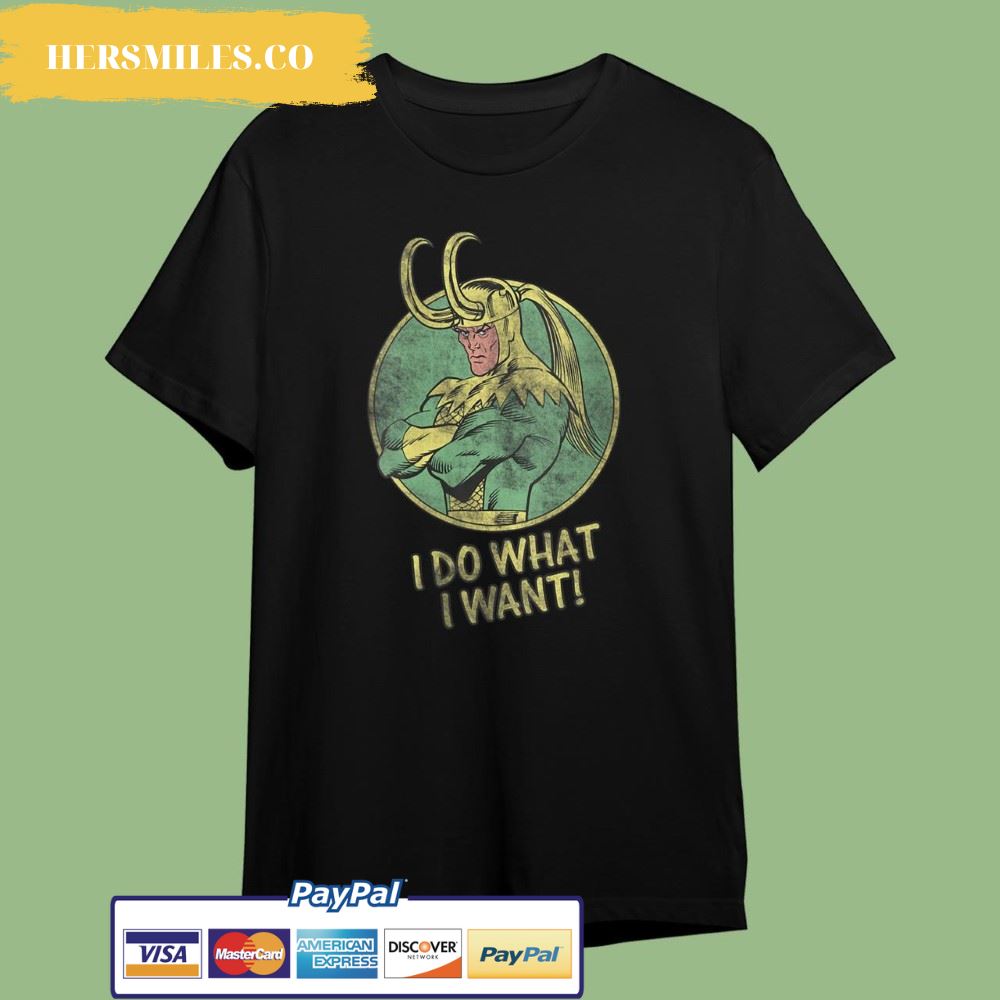 Womens Marvel Loki I Do What I Want Vintage Circle Portrait T-Shirt