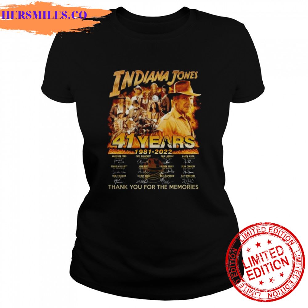 41 years 1981 2022 Indiana Jones thank you for the memories signatures shirt