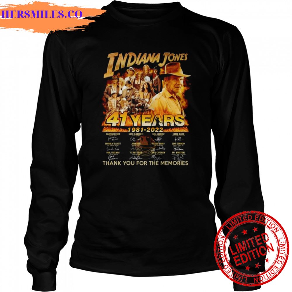 41 years 1981 2022 Indiana Jones thank you for the memories signatures shirt 41 years 1981 2022 Indiana Jones thank you for the memories signatures shirt
