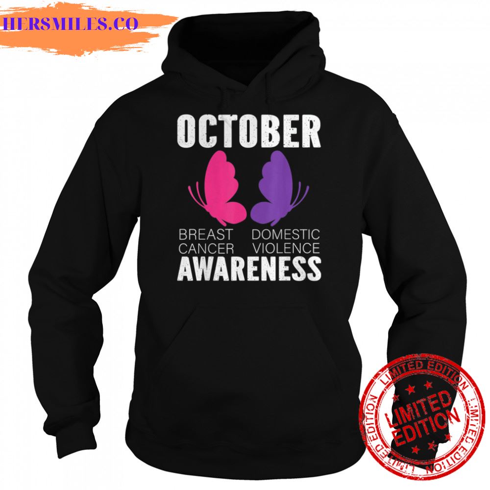Breast Cancer And Domestic Violence Awareness Butterfly T-Shirt Breast Cancer And Domestic Violence Awareness Butterfly T-Shirt
