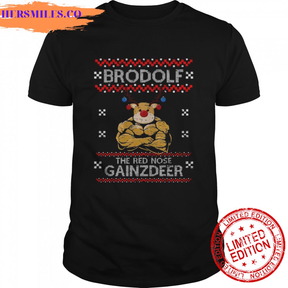 Brodolf The Red Nose Gainzdeer Ugly Christmas Pattern shirt