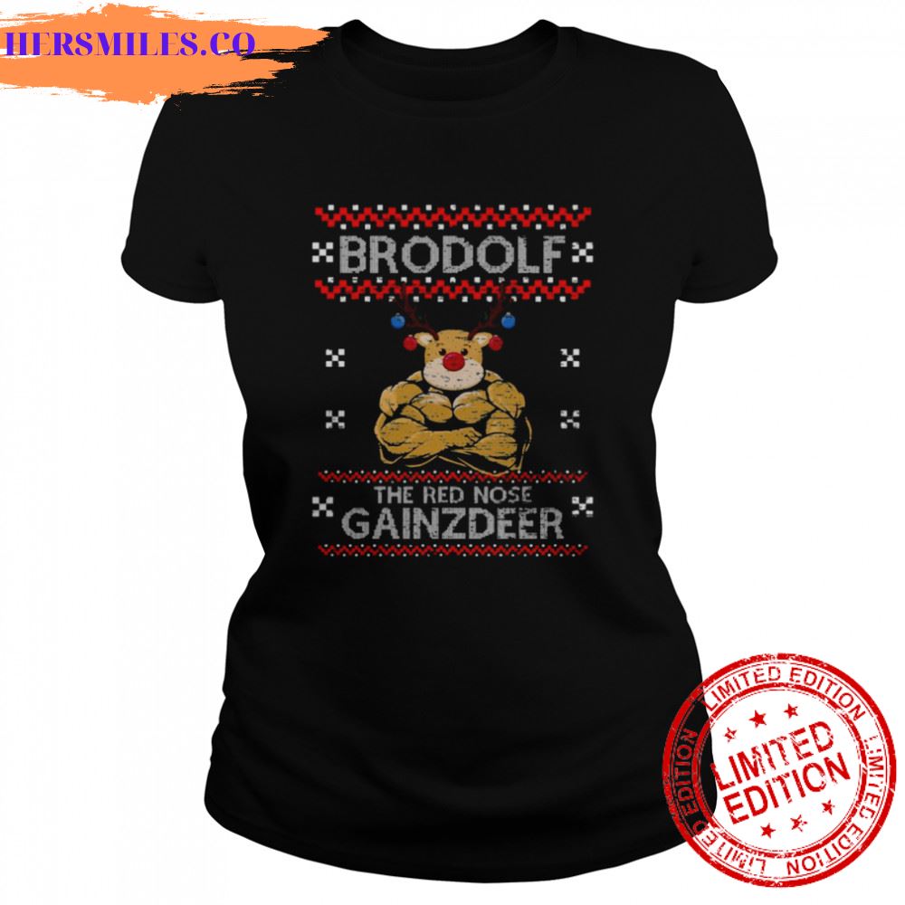 Brodolf The Red Nose Gainzdeer Ugly Christmas Pattern shirt