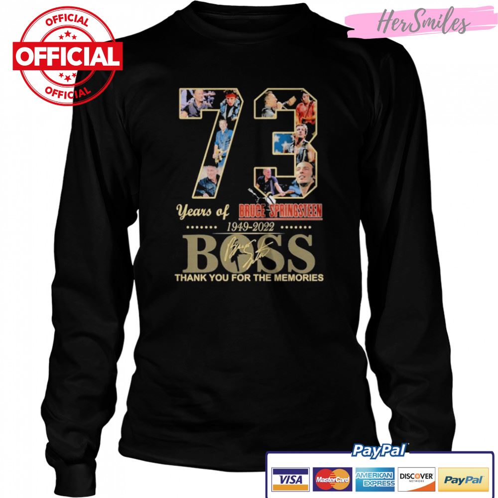 Bruce Springsteen 73 Years 1949-2022 Boss Thank You For The Memories Signature shirt Bruce Springsteen 73 Years 1949-2022 Boss Thank You For The Memories Signature shirt