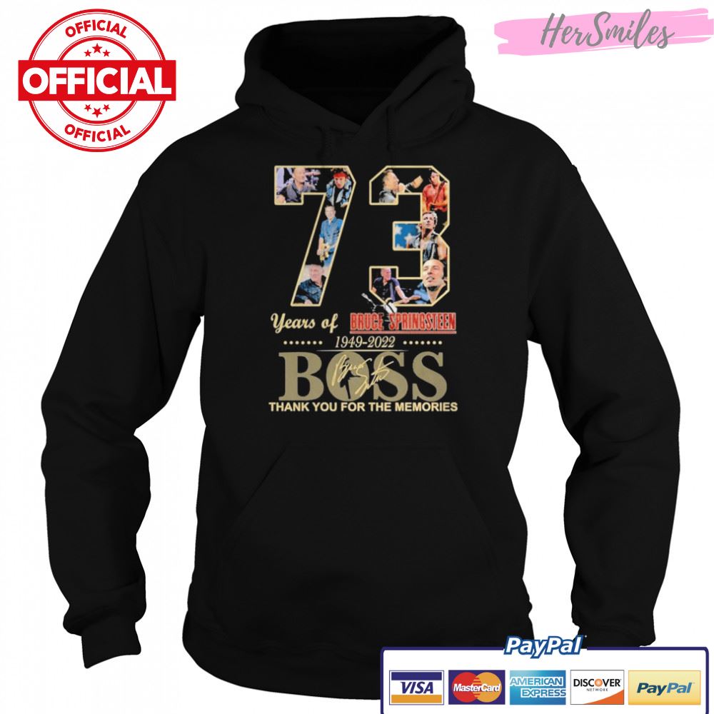 Bruce Springsteen 73 Years 1949-2022 Boss Thank You For The Memories Signature shirt Bruce Springsteen 73 Years 1949-2022 Boss Thank You For The Memories Signature shirt