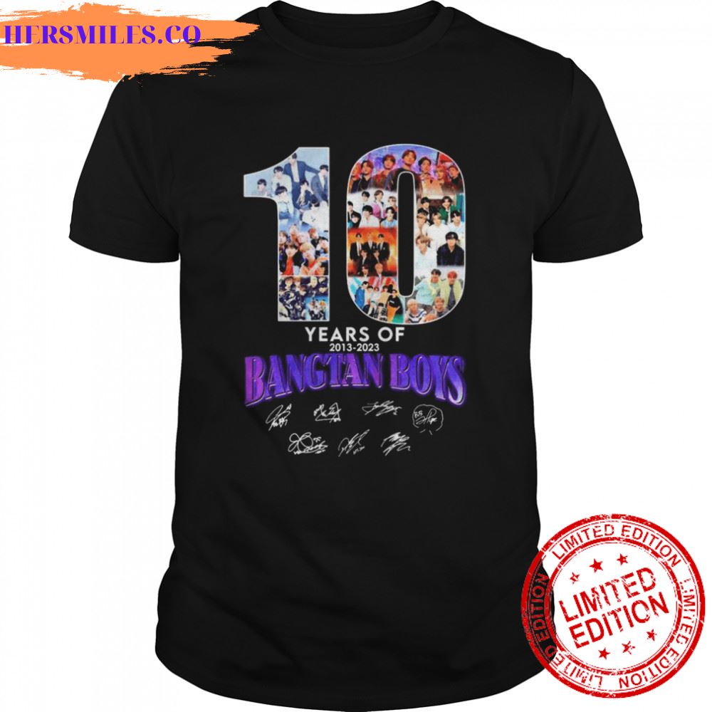 BTS Bangtan Boys 10 years of 2013-2023 signatures shirt