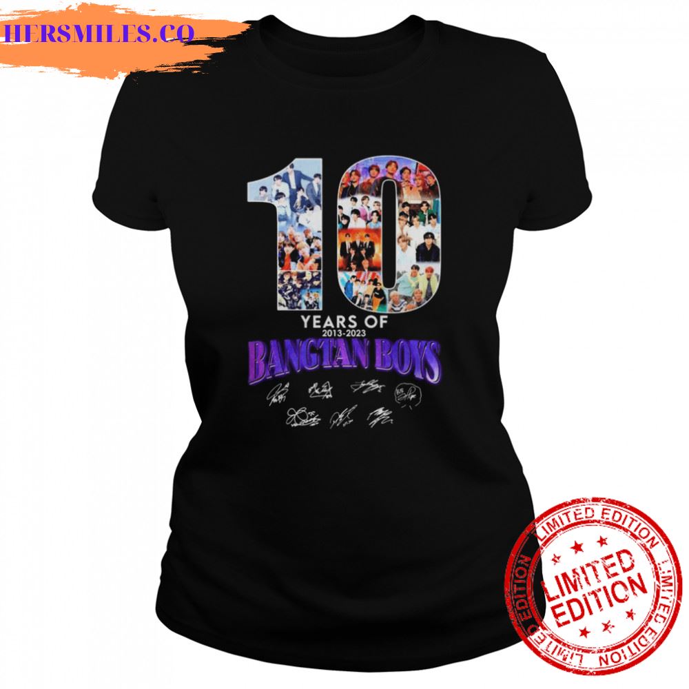 BTS Bangtan Boys 10 years of 2013-2023 signatures shirt