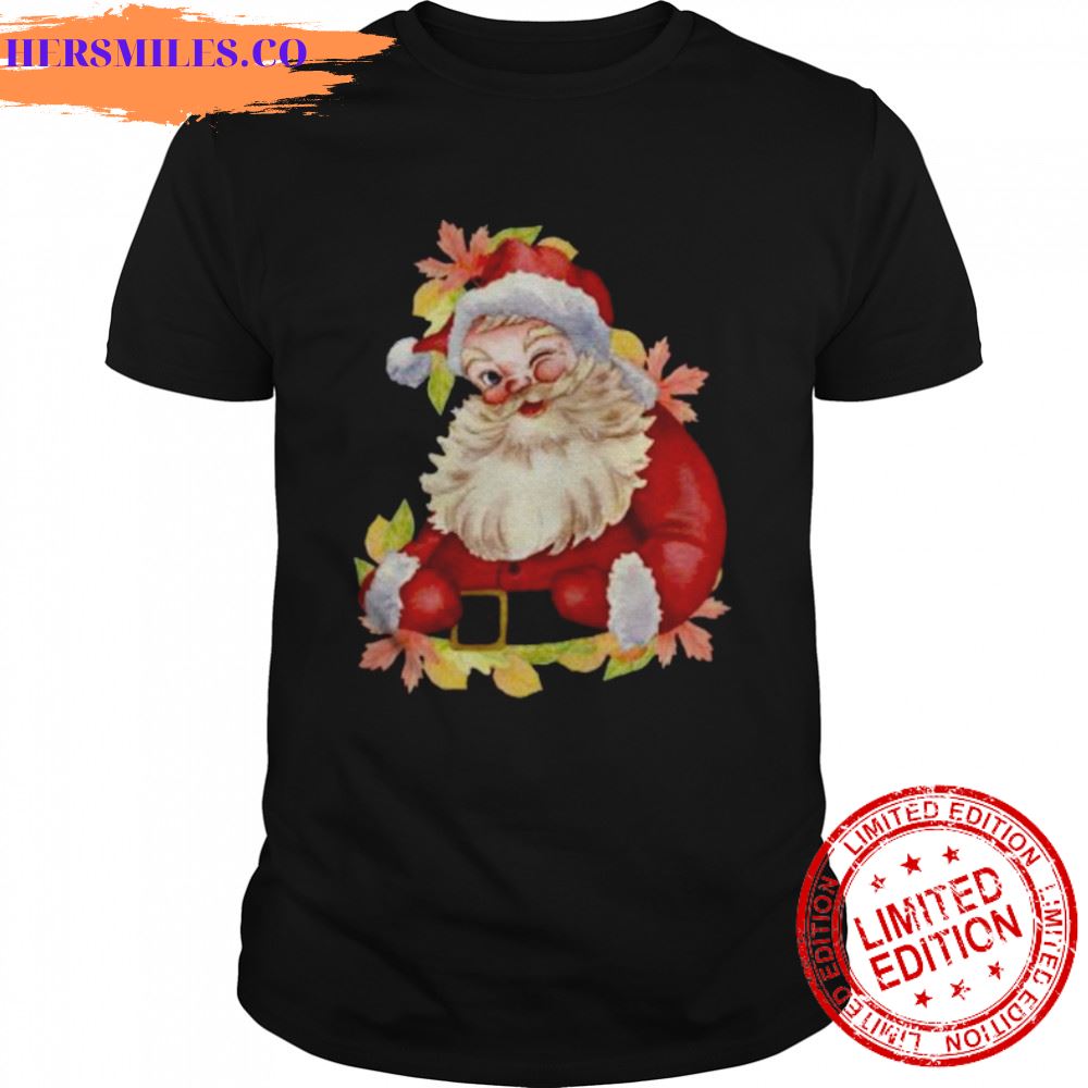 Christmas Cute Gift for Women Winking Funny Santa Fall shirt