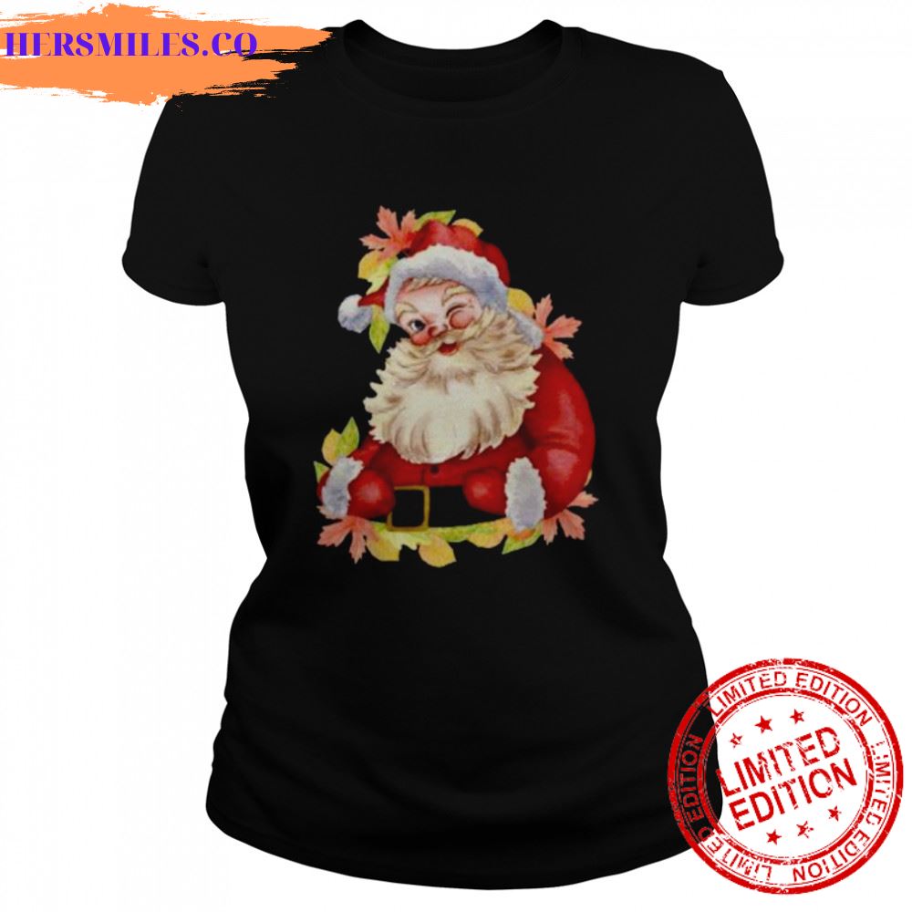 Christmas Cute Gift for Women Winking Funny Santa Fall shirt