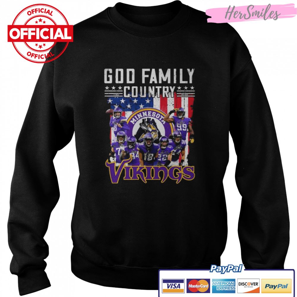 God family country Minnesota Vikings American flag signatures shirt God family country Minnesota Vikings American flag signatures shirt