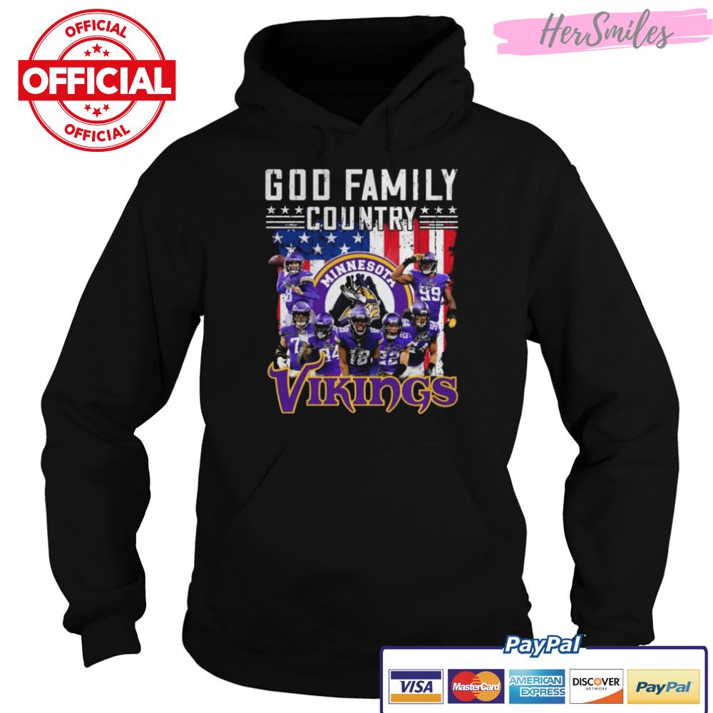 God family country Minnesota Vikings American flag signatures shirt God family country Minnesota Vikings American flag signatures shirt