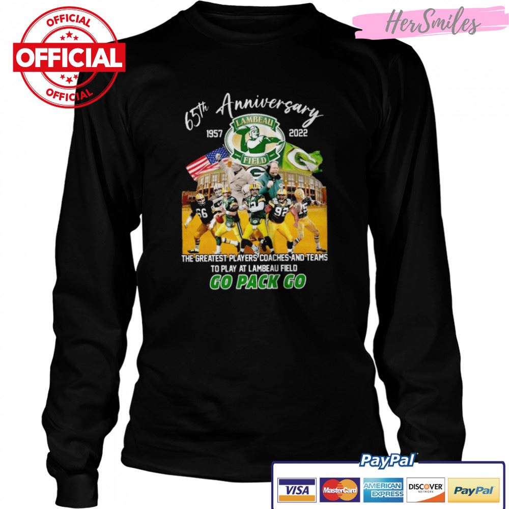 Green Bay Packers 65th anniversary 1957-2022 Lambeau Field Stadium shirt Green Bay Packers 65th anniversary 1957-2022 Lambeau Field Stadium shirt