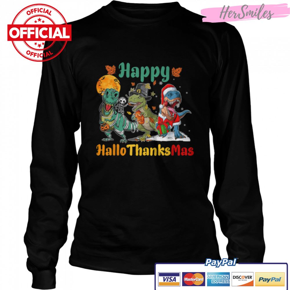 Halloween Thanksgiving Christmas Happy HalloThanksMas T rex T-Shirt B0BKLBQ4GK Halloween Thanksgiving Christmas Happy HalloThanksMas T rex T-Shirt B0BKLBQ4GK