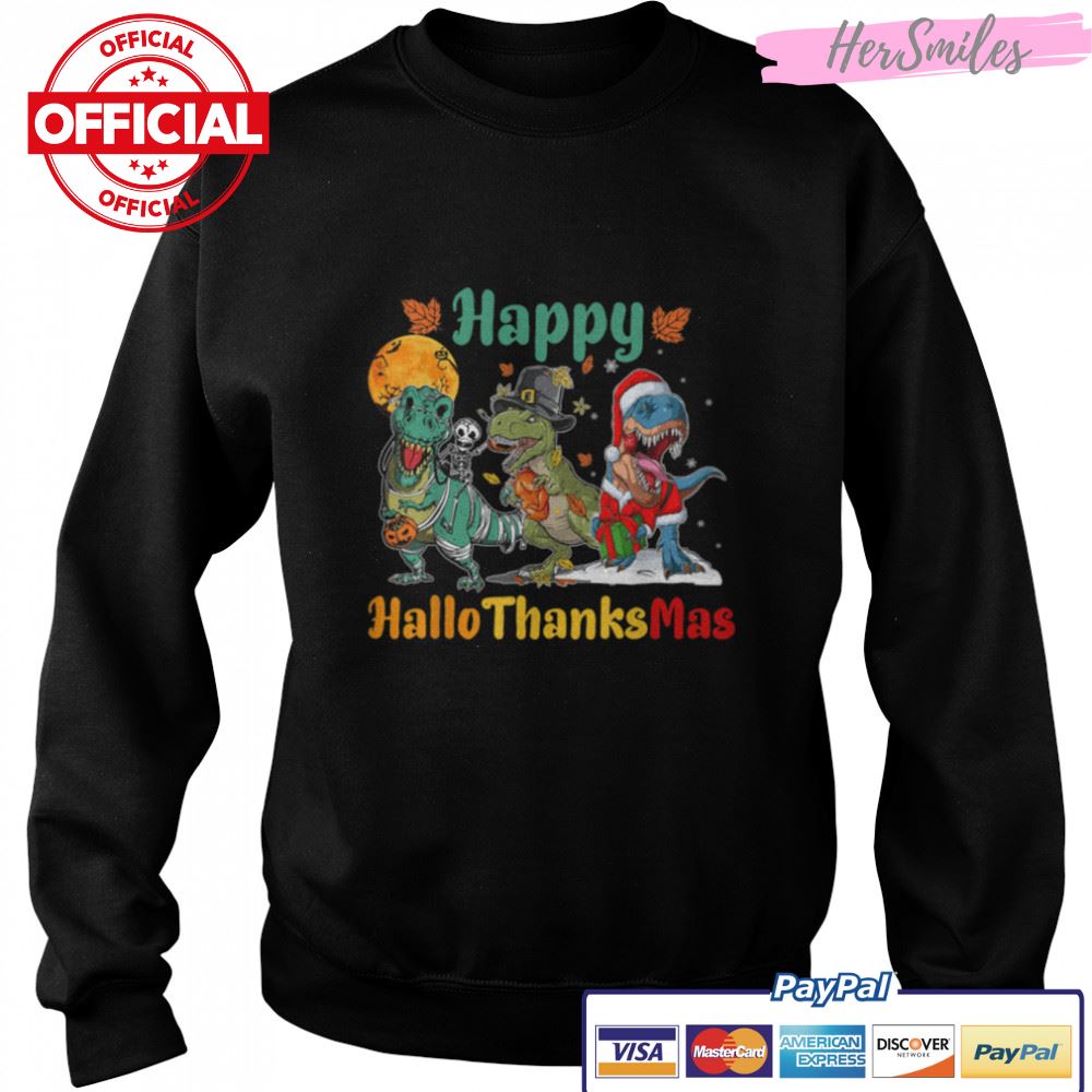Halloween Thanksgiving Christmas Happy HalloThanksMas T rex T-Shirt B0BKLBQ4GK Halloween Thanksgiving Christmas Happy HalloThanksMas T rex T-Shirt B0BKLBQ4GK
