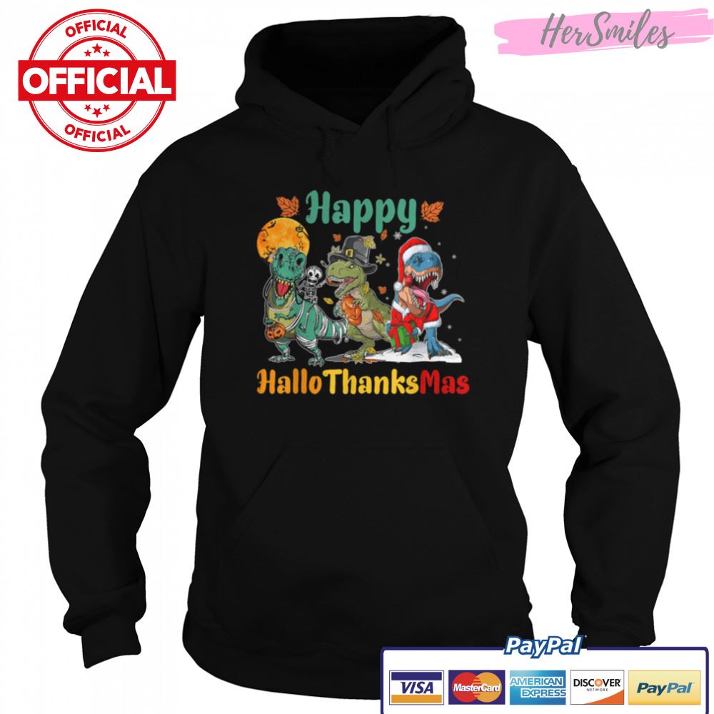Halloween Thanksgiving Christmas Happy HalloThanksMas T rex T-Shirt B0BKLBQ4GK Halloween Thanksgiving Christmas Happy HalloThanksMas T rex T-Shirt B0BKLBQ4GK