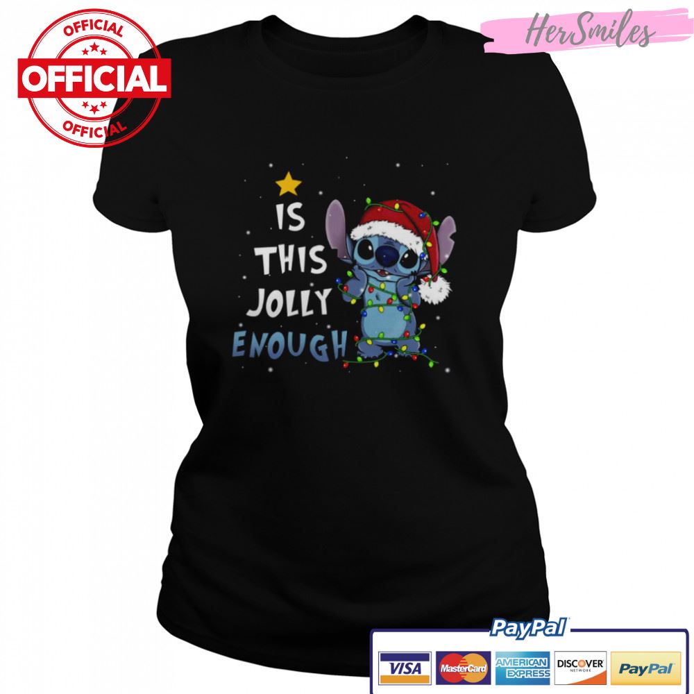 Is This Jolly Enough Stitch Christmas Lights shirt