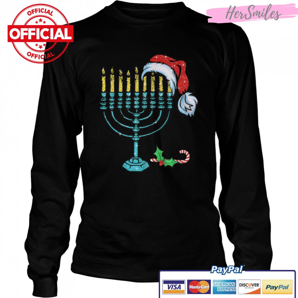 Menorah Santa Hat Chanukah Hanukkah Jewish Christmas T-Shirt B0BKLM2XR1 Menorah Santa Hat Chanukah Hanukkah Jewish Christmas T-Shirt B0BKLM2XR1