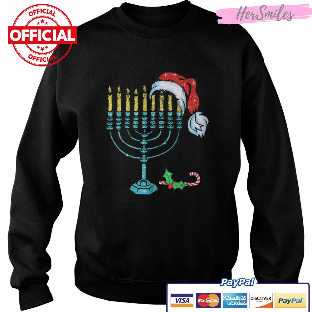 Menorah Santa Hat Chanukah Hanukkah Jewish Christmas T-Shirt B0BKLM2XR1 Menorah Santa Hat Chanukah Hanukkah Jewish Christmas T-Shirt B0BKLM2XR1