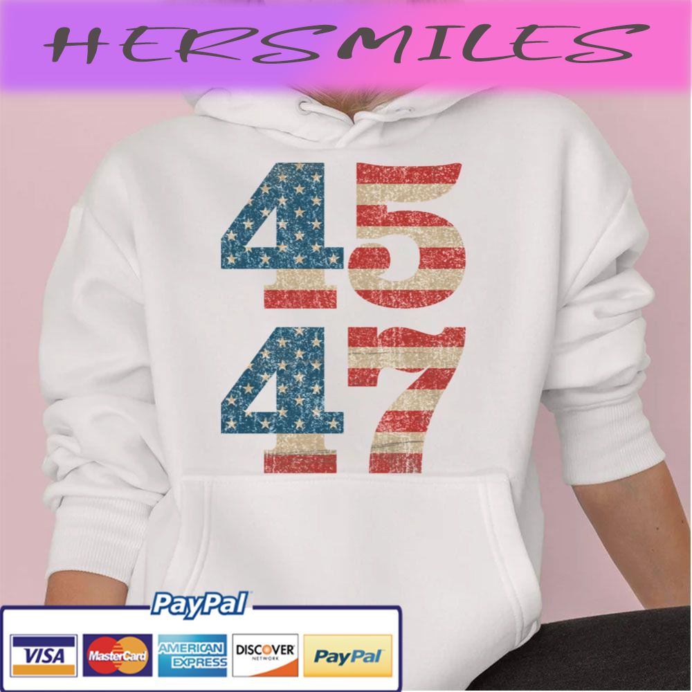 45 47 Trump 2024 Vintage Usa American Flag Trending Unisex  T-shirt