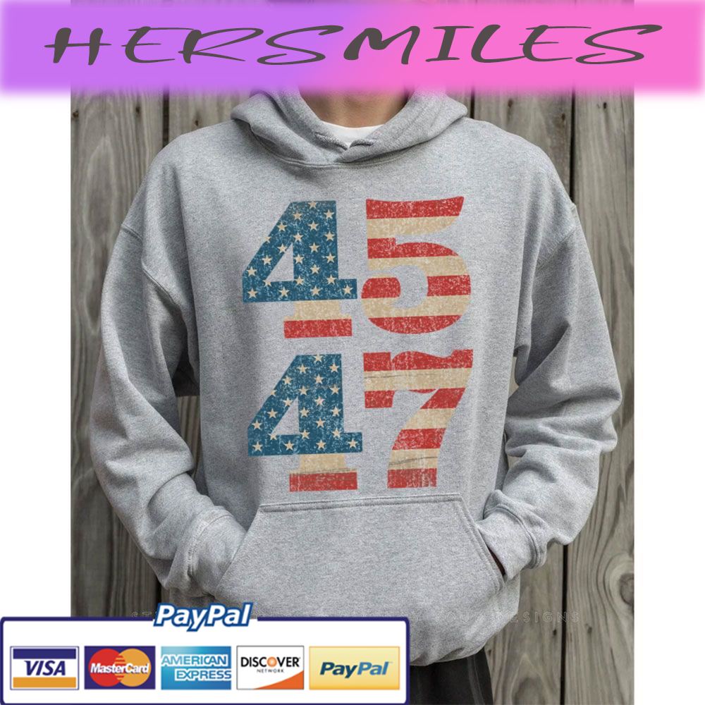 45 47 Trump 2024 Vintage Usa American Flag Trending Unisex  T-shirt