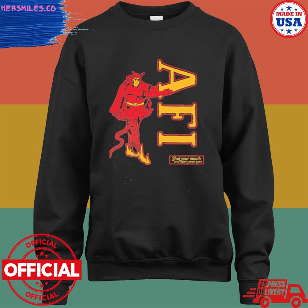 AFL shut your mouth and open your eyes devil shirt AFL shut your mouth and open your eyes devil shirt