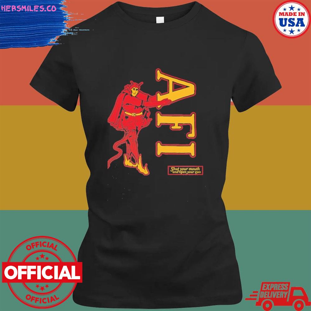 AFL shut your mouth and open your eyes devil shirt AFL shut your mouth and open your eyes devil shirt