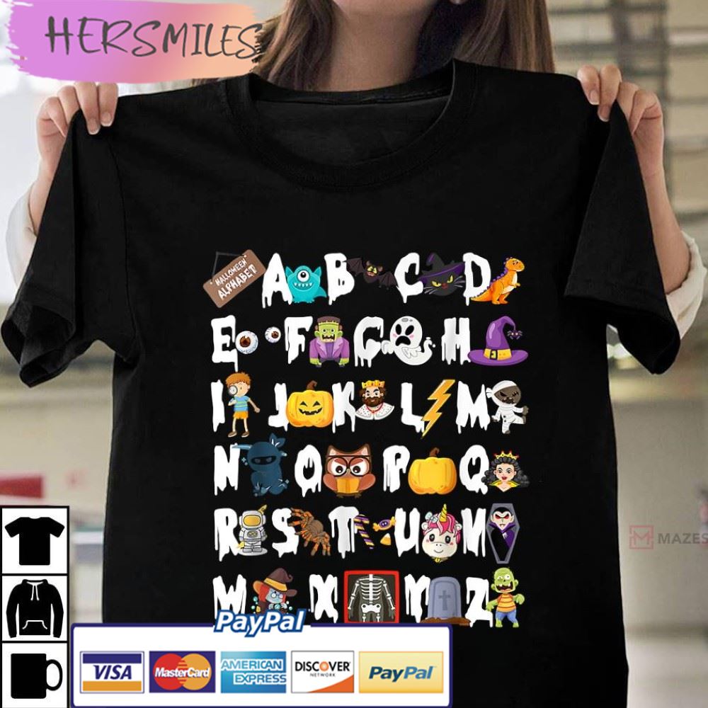 Alphabet Kindergarten Teacher Halloween Best T-Shirt Alphabet Kindergarten Teacher Halloween Best T-Shirt