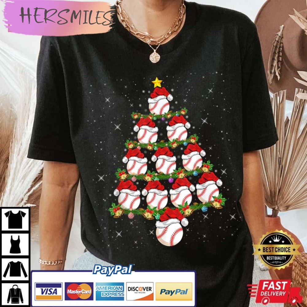 Baseball Lover Christmas Xmas Tree Lights Best T-Shirt Baseball Lover Christmas Xmas Tree Lights Best T-Shirt