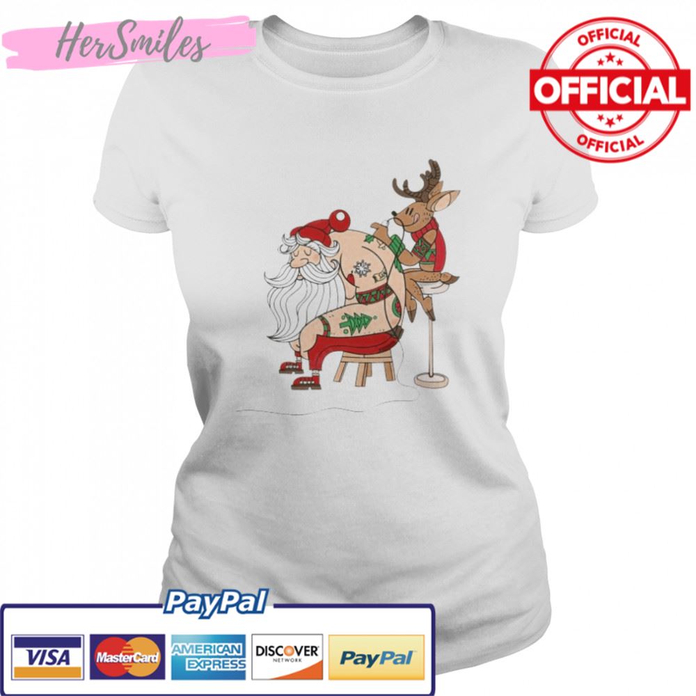 Best reindeer tattoo for Santa Claus Christmas shirt